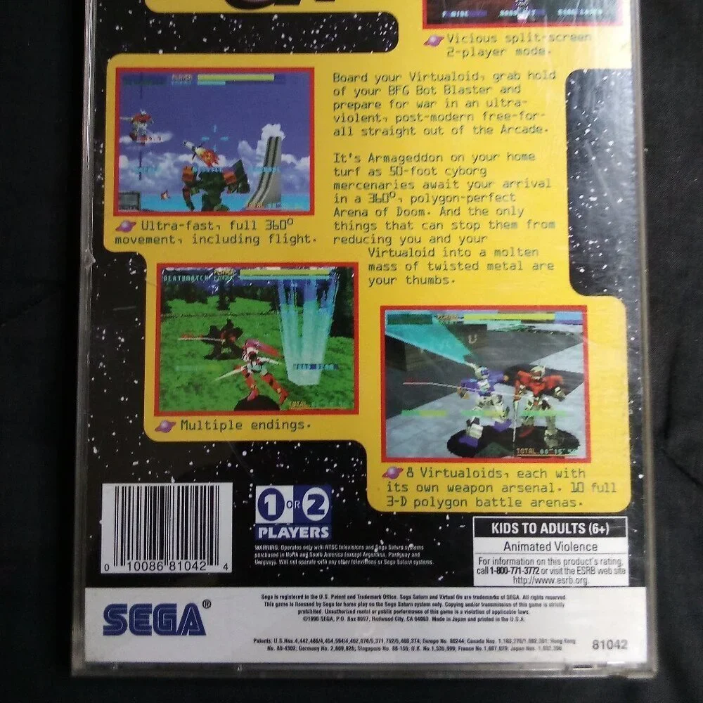 Virtual On Cyber Troopers Sega Saturn Game CIB Registration Card
